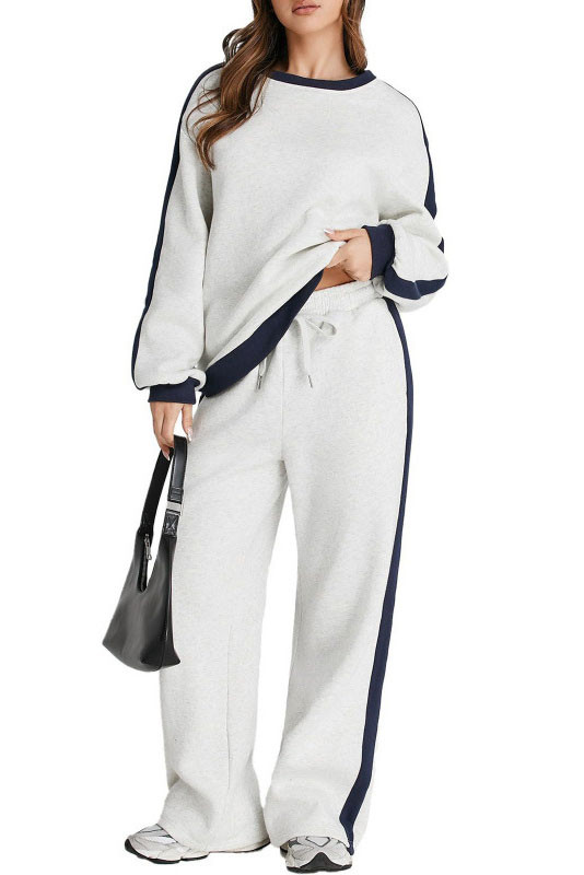 Solid Color Long Sleeved Sweatshirt Pants Two-piece Set