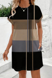 Milk Silk Striped Short Sleeved Large Size Dress