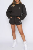 Velvet Long Sleeved Sweatshirt Shorts Two-piece Set