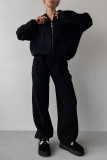 Hooded Cardigan Sweatshirt Pants Two-piece Set