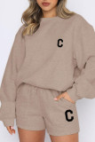 Velvet Long Sleeved Sweatshirt Shorts Two-piece Set