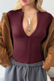 Solid Color Zipper Long Sleeved Yoga T-shirt
