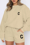 Velvet Long Sleeved Sweatshirt Shorts Two-piece Set