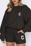Velvet Long Sleeved Sweatshirt Shorts Two-piece Set
