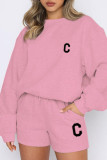 Velvet Long Sleeved Sweatshirt Shorts Two-piece Set
