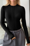 Solid Color Zipper Long Sleeved Yoga T-shirt