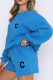 Velvet Long Sleeved Sweatshirt Shorts Two-piece Set