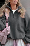 Solid Color Zipper Long Sleeved Sports Hoodie