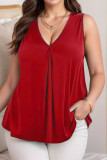 Large Size Solid Color Sleeveless V-neck Vest
