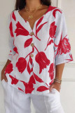 Large Size Linen V-neck Short Sleeved Shirt