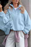 Solid Color Zipper Long Sleeved Sports Hoodie
