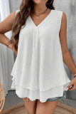 Solid Color V-neck Loose Chiffon Sleeveless Vest