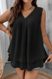 Solid Color V-neck Loose Chiffon Sleeveless Vest