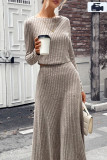 Solid Color Knitted Sweater Short Skirt Two-piece Set