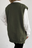Pearl Button Loose Sleeveless Cardigan Vest