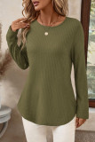 Solid Color Round Neck Long Sleeved T-shirt