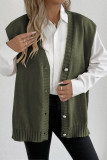 Pearl Button Loose Sleeveless Cardigan Vest