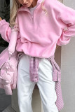 Solid Color Zipper Long Sleeved Sports Hoodie