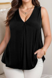 Large Size Solid Color Sleeveless V-neck Vest