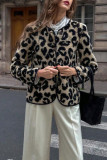 Lamb Fur Leopard Print Lapel Cardigan Jacket