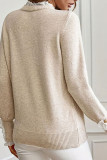 Lace Trim Patchwork Buttoned Cuffs Loose Sweater
