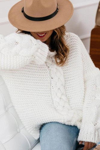 Large Size V-neck Long Sleeve Loose Knit Sweater