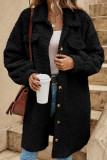 Solid Color Lapel Long Sleeved Plush Jacket