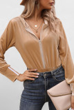 High Waisted Long Sleeved Hooded Solid Color Jumpsuit