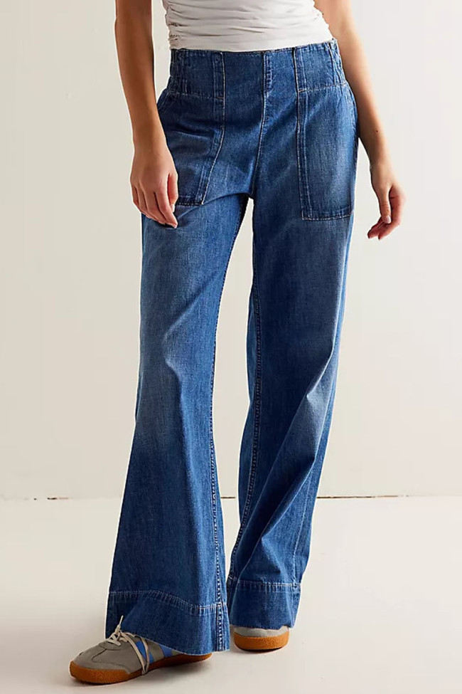 Solid Color Low Waist Straight Leg Jeans