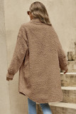 Solid Color Lapel Long Sleeved Plush Jacket
