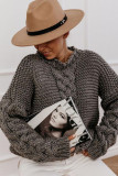 Large Size V-neck Long Sleeve Loose Knit Sweater