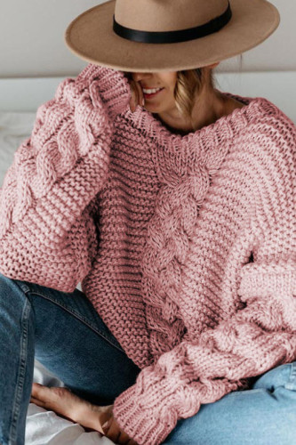 Large Size V-neck Long Sleeve Loose Knit Sweater