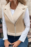 Suede Lapel Cardigan Sleeveless Vest