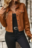 Suede Solid Color Long Sleeved Suit Jacket