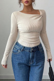 Solid Color Long Sleeved Knitted Base Shirt