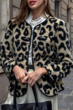 Lamb Fur Leopard Print Lapel Cardigan Jacket