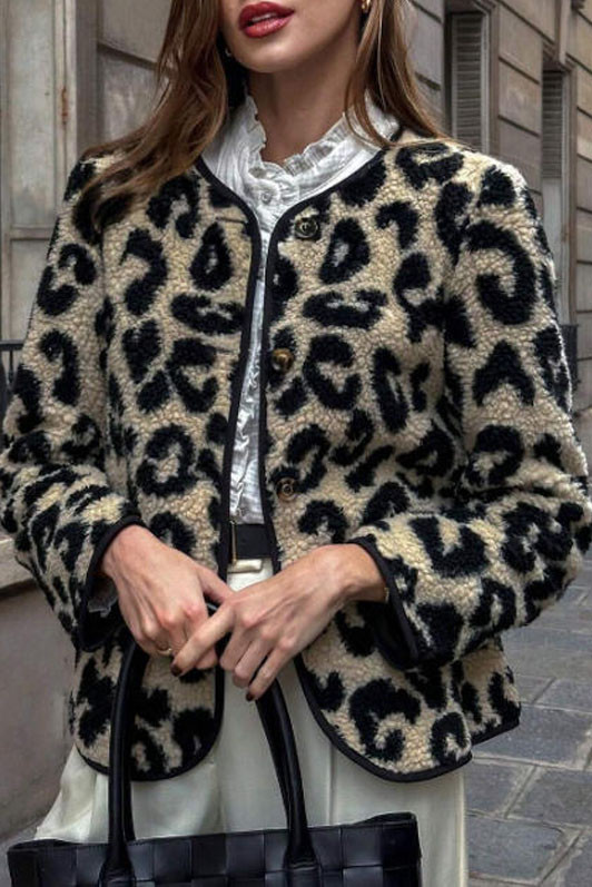 Lamb Fur Leopard Print Lapel Cardigan Jacket