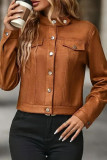 Suede Solid Color Long Sleeved Suit Jacket