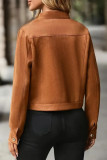 Suede Solid Color Long Sleeved Suit Jacket
