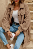 Solid Color Lapel Long Sleeved Plush Jacket