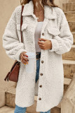 Solid Color Lapel Long Sleeved Plush Jacket