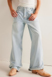 Retro Washed Straight Leg Workwear Jeans