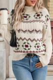 Ethnic Style Patterned High Neck Sweater