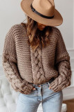 Large Size V-neck Long Sleeve Loose Knit Sweater