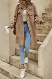 Solid Color Lapel Long Sleeved Plush Jacket