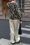 Lamb Fur Leopard Print Lapel Cardigan Jacket