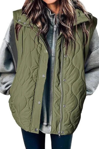 Solid Color Sleeveless Zipper Cardigan Cotton Vest