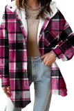 Plaid Printed Hooded Long Sleeved Jacket