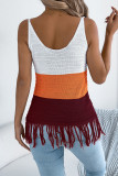 V-neck Contrasting Tassel Sleeveless Knitted Vest