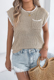 Pocket Bat Short Sleeve Loose Knitted Shirt